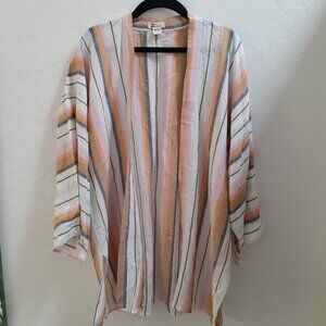 BILLABONG Parisian Nights Kimono Beach Wrap Cover Up Retro Stripes M/L NWOT